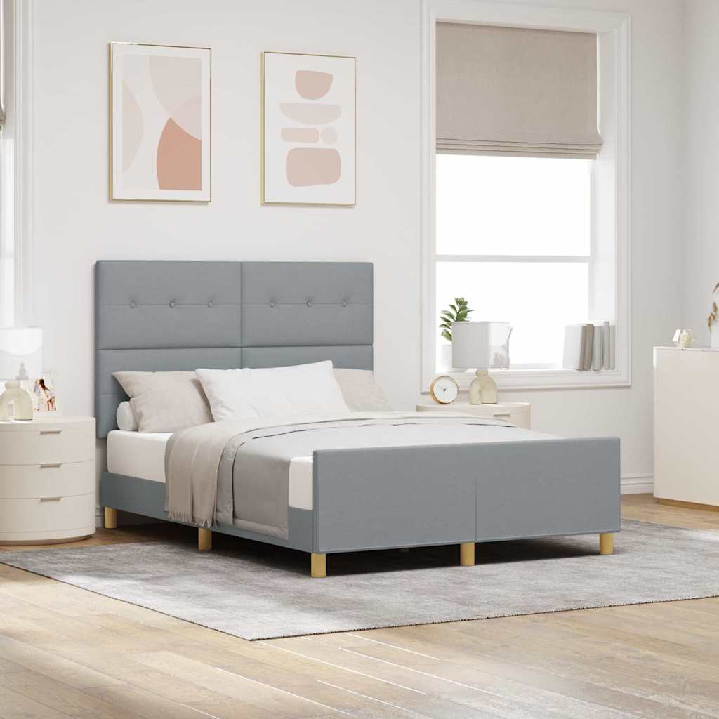vidaXL Estructura de cama con cabecera Gris claro 140 x 190 cm tela