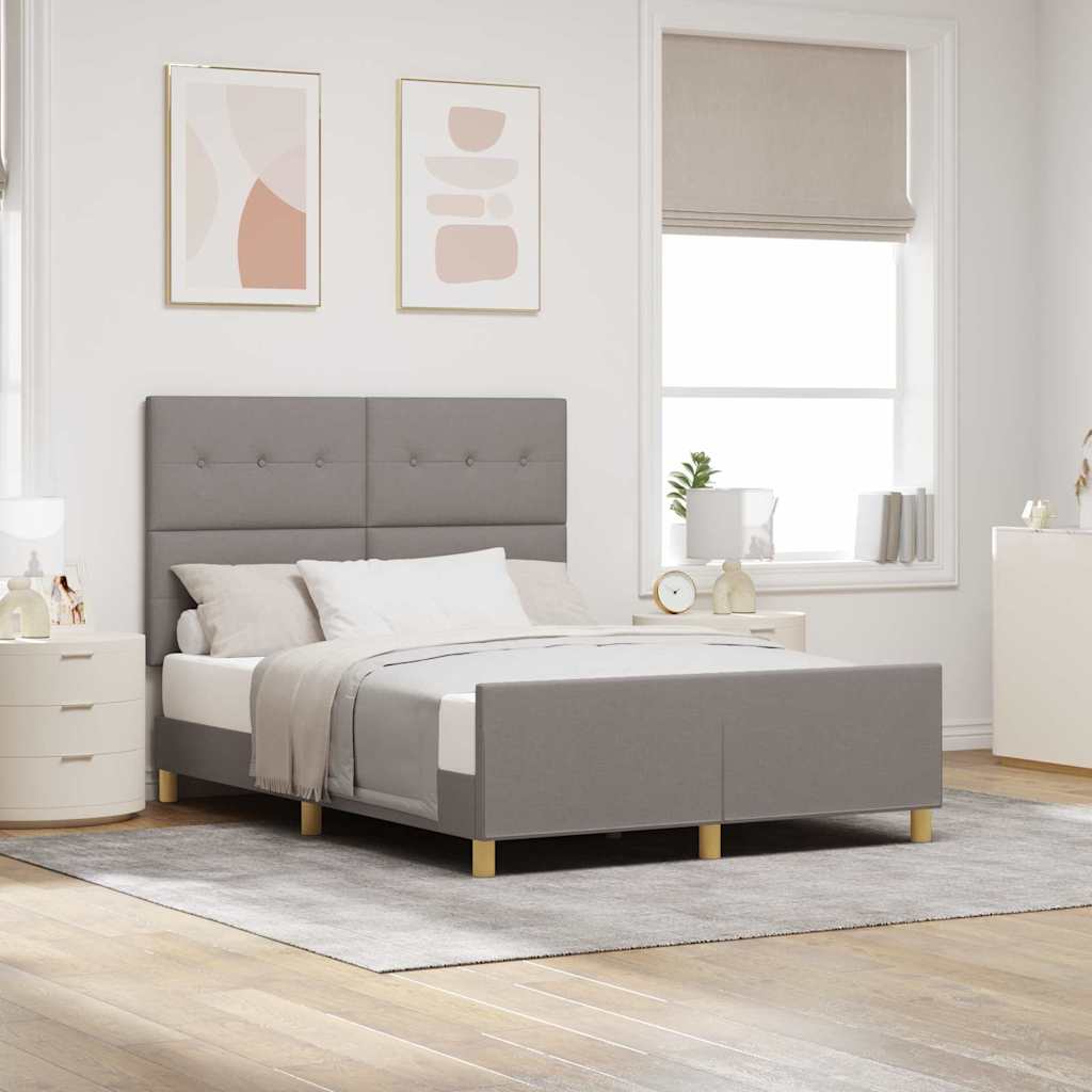 vidaXL Estructura de cama con cabecera Taupé 140 x 190 cm tela