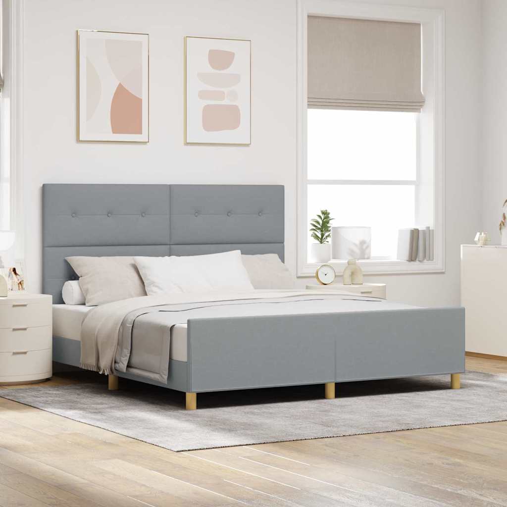 vidaXL Estructura de cama con cabecera Gris claro 180 x 200 cm tela