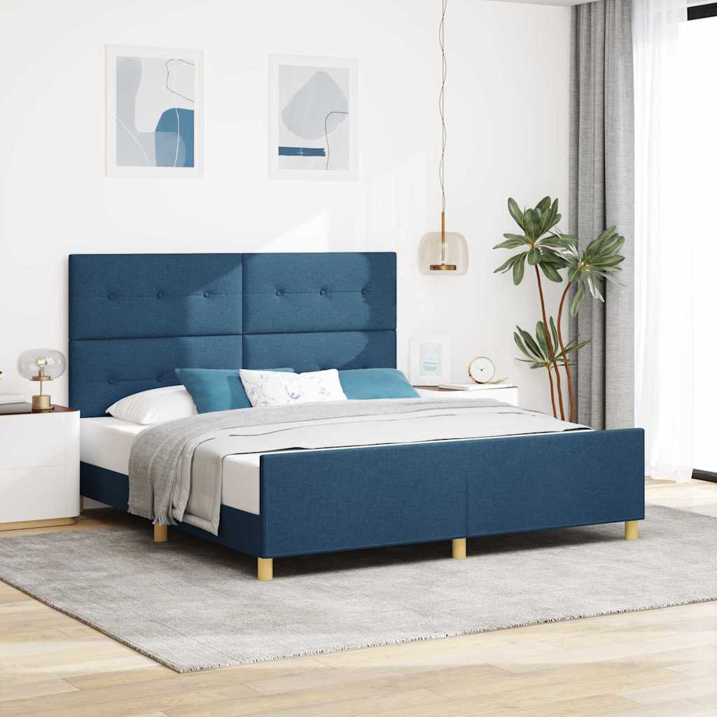 vidaXL Estructura de cama con cabecera Azul 180 x 200 cm tela