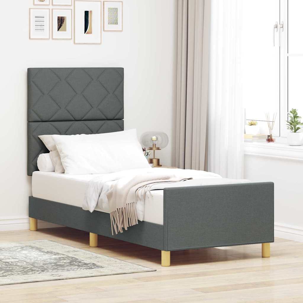 vidaXL Estructura de cama con cabecera Gris oscuro 80 x 200 cm tela