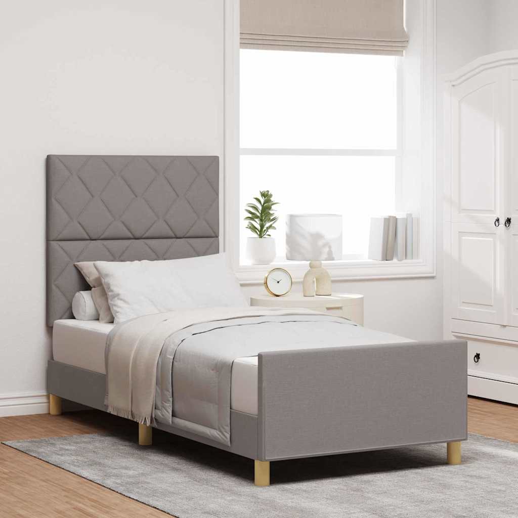 vidaXL Estructura de cama con cabecera Taupé 100 x 200 cm tela
