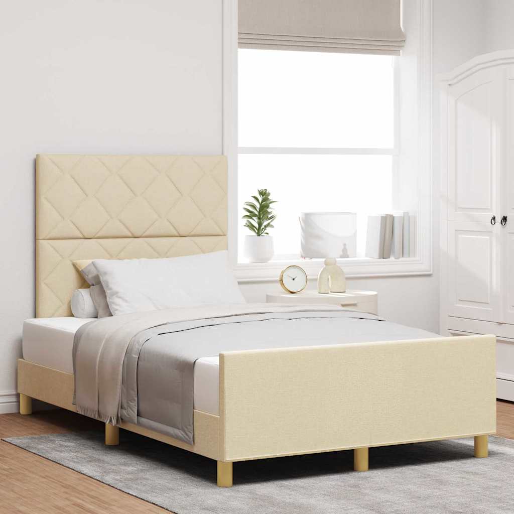 vidaXL Estructura de cama con cabecera Crema 120 x 190 cm tela