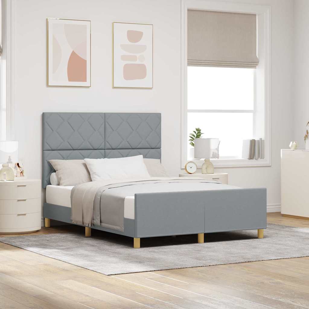 vidaXL Estructura de cama con cabecera Gris claro 140 x 200 cm tela