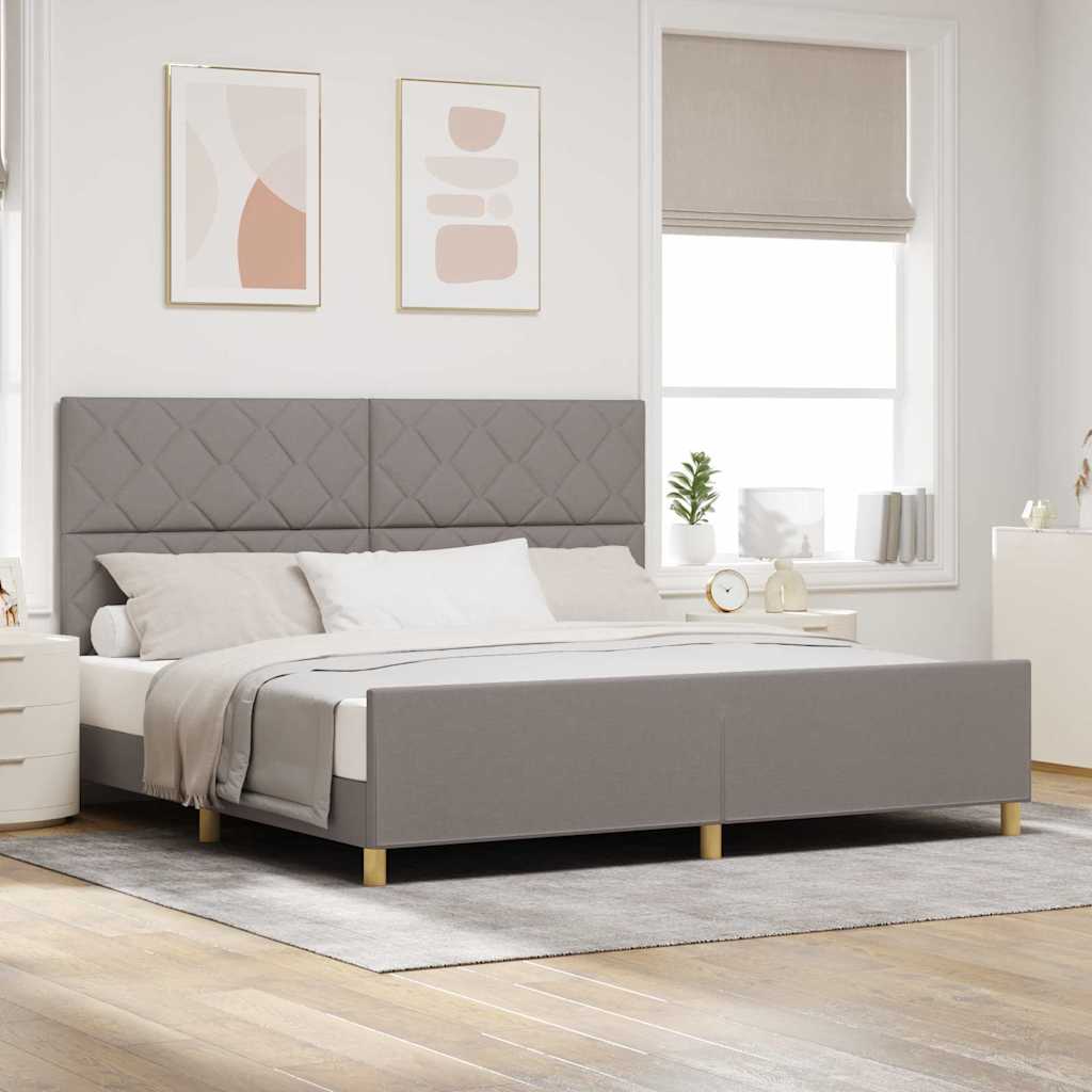vidaXL Estructura de cama con cabecera Taupé 200 x 200 cm tela