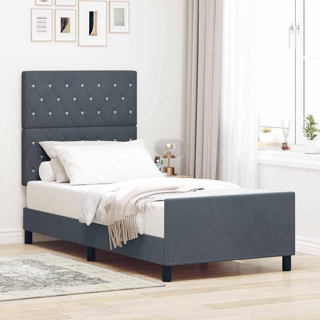 vidaXL Cama tipo Box Spring Gris oscuro 90 x 200 cm Terciopelo