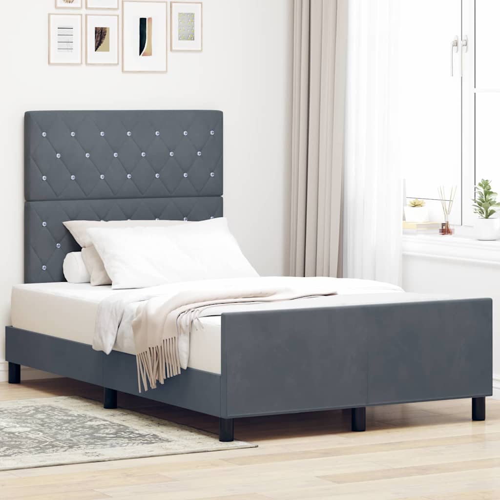 vidaXL Cama tipo Box Spring Gris oscuro 120 x 200 cm Terciopelo
