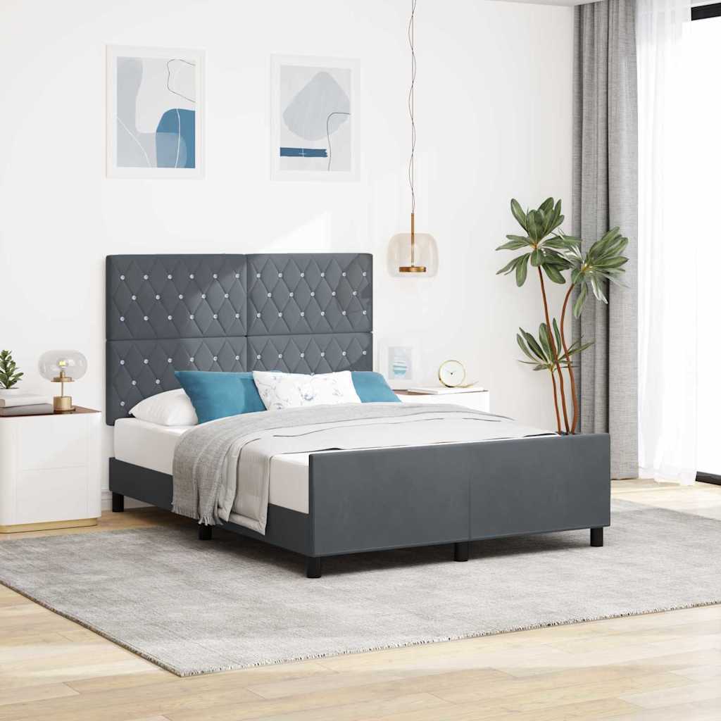 vidaXL Cama tipo Box Spring Gris oscuro 160 x 200 cm Terciopelo