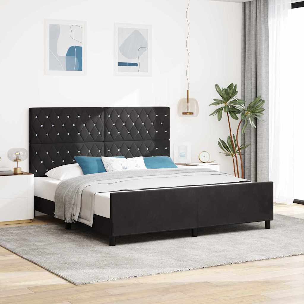 vidaXL Cama tipo Box Spring con cabecera Negro 180 x 200 cm Terciopelo
