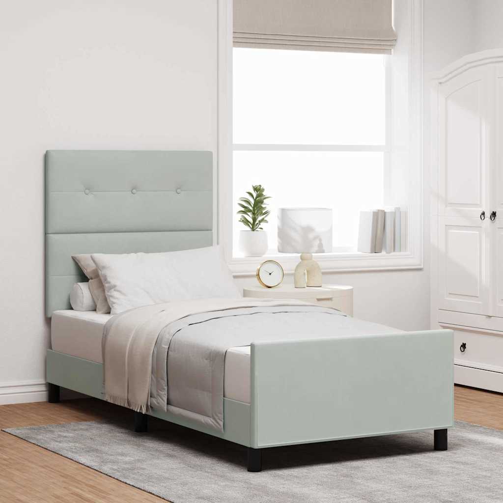 vidaXL Cama tipo Box Spring Gris claro 90 x 200 cm Terciopelo