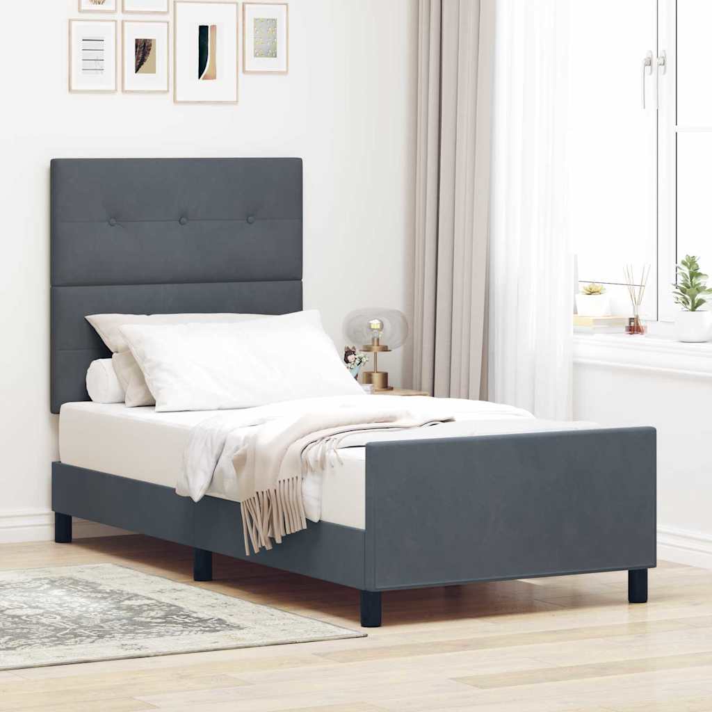 vidaXL Cama tipo Box Spring Gris oscuro 90 x 200 cm Terciopelo