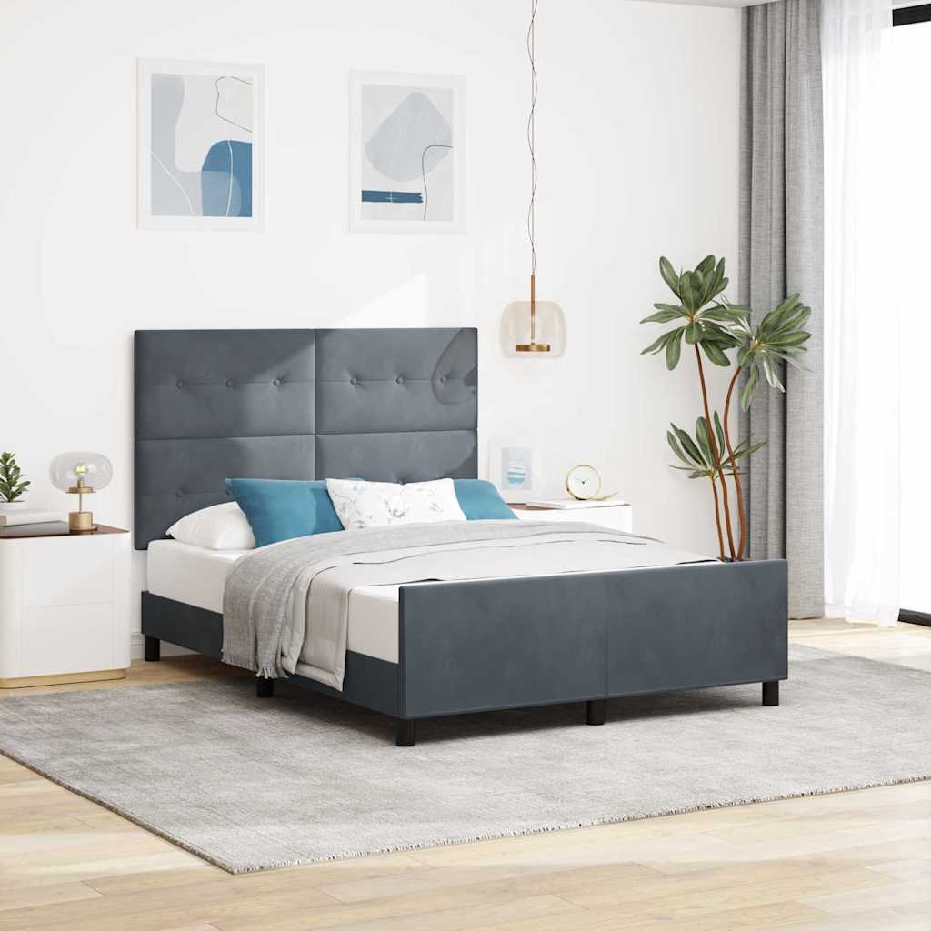 vidaXL Cama tipo Box Spring Gris oscuro 160 x 200 cm Terciopelo
