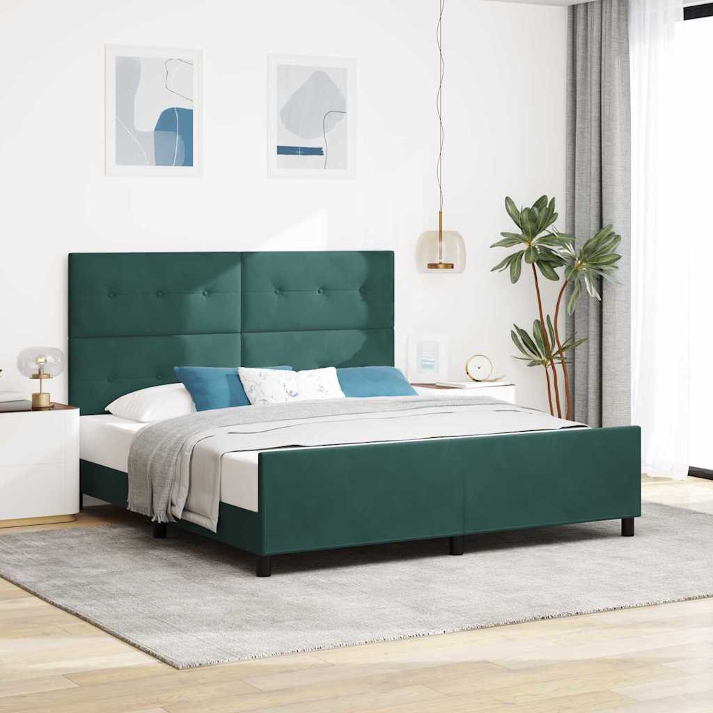 vidaXL Cama tipo Box Spring Verde oscuro 180 x 200 cm Terciopelo