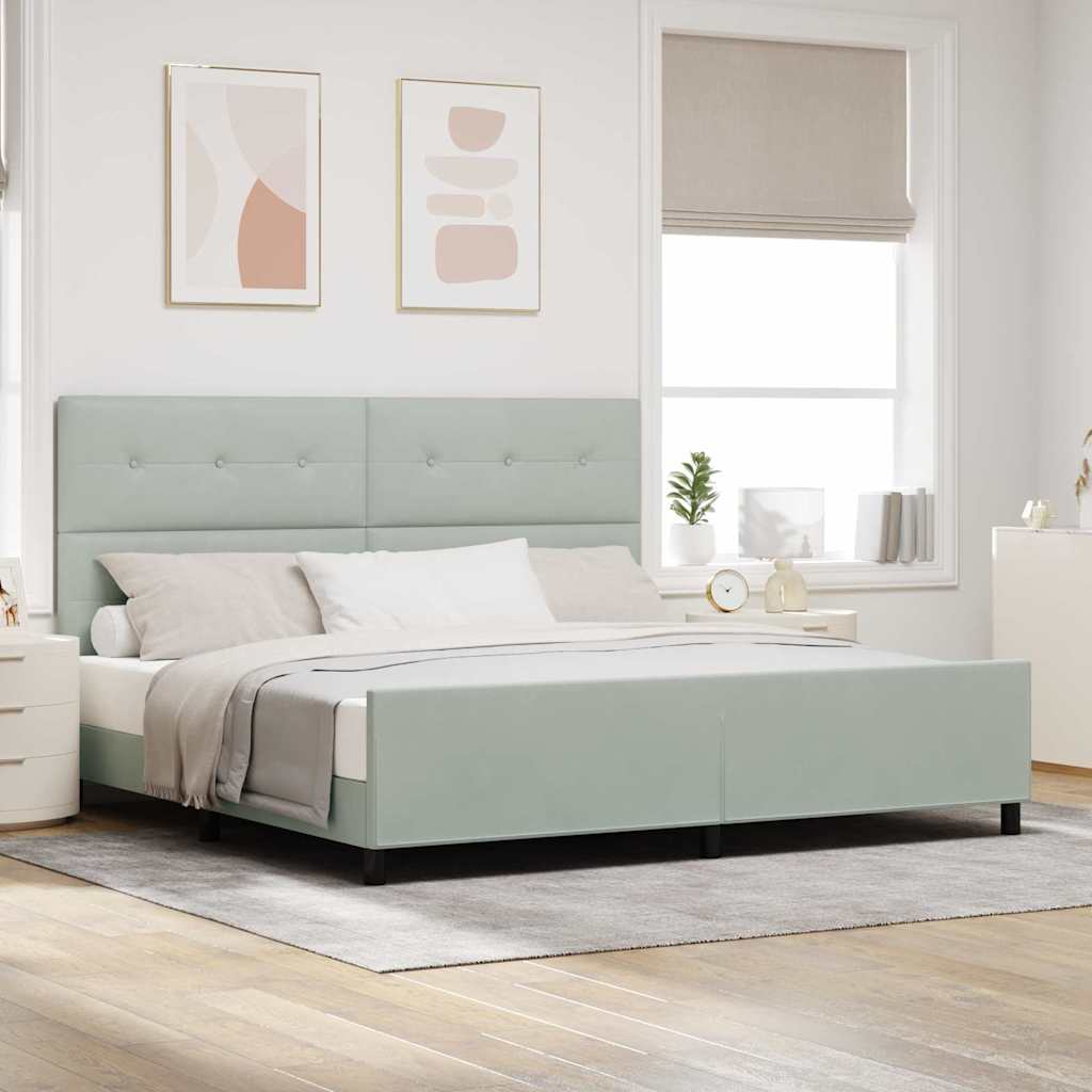 vidaXL Cama tipo Box Spring Gris claro 200 x 200 cm Terciopelo