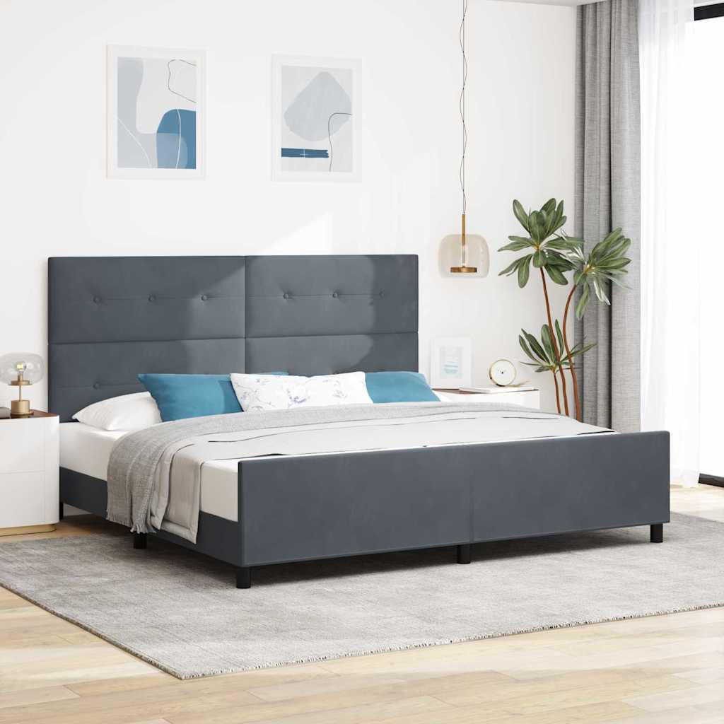vidaXL Cama tipo Box Spring Gris oscuro 200 x 200 cm Terciopelo