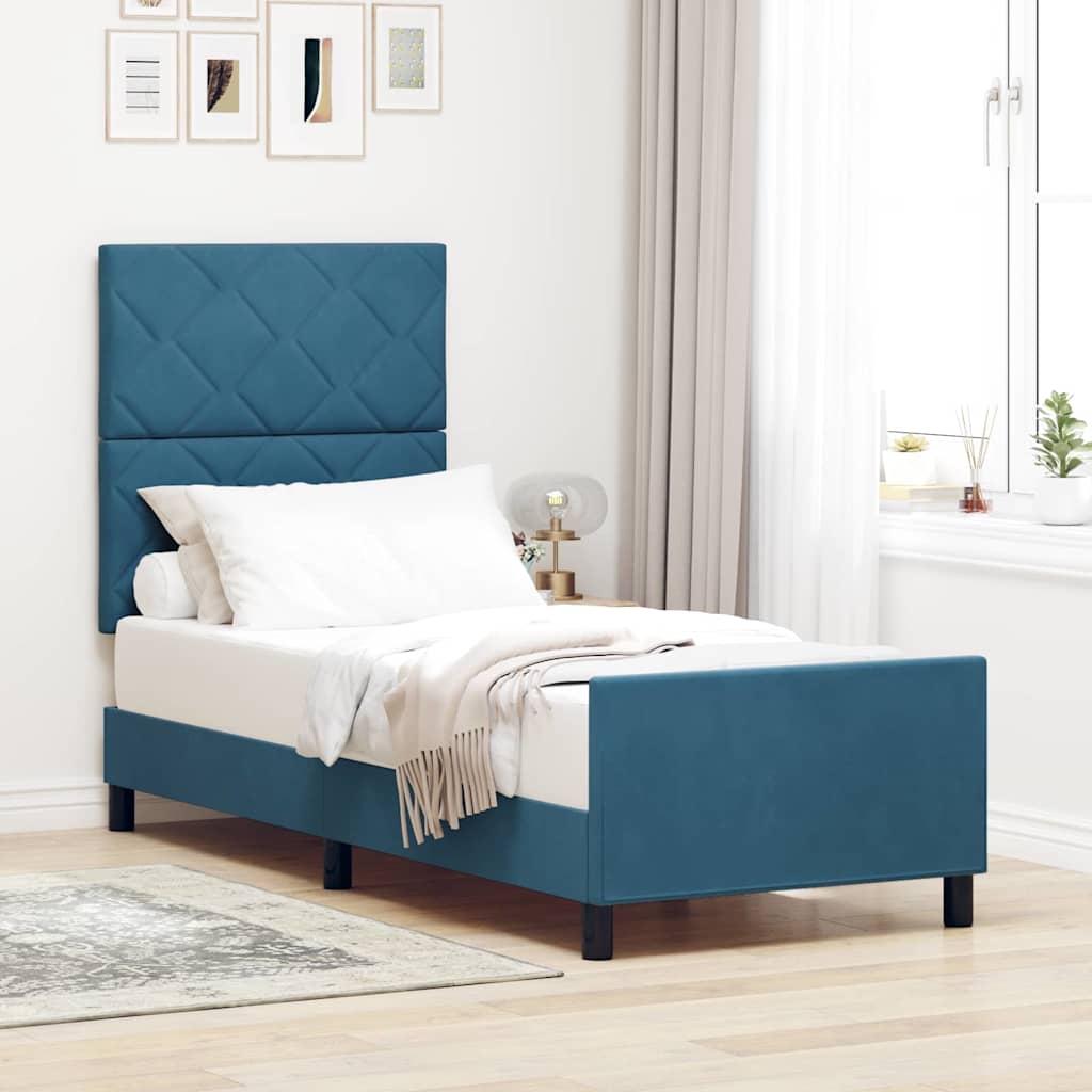 vidaXL Cama tipo Box Spring Azul Oscuro 80 x 200 cm Terciopelo