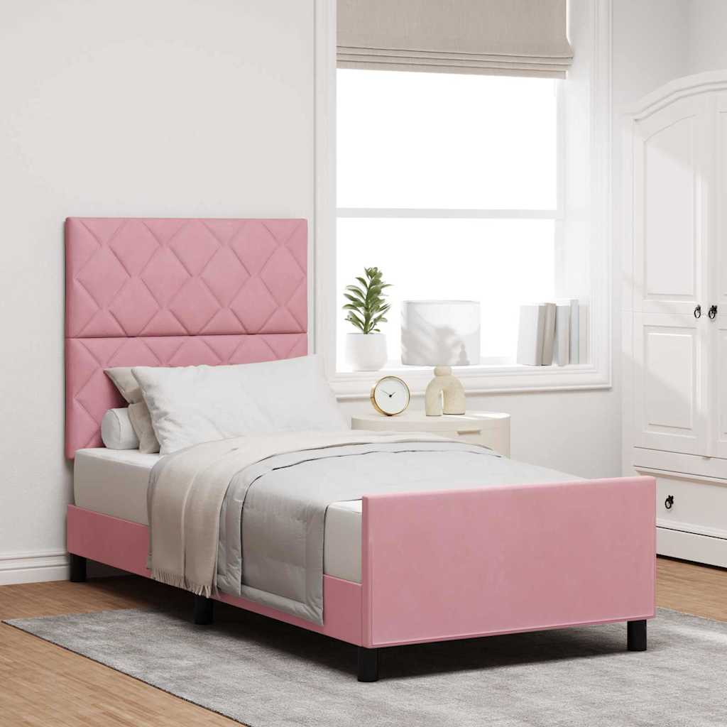 vidaXL Cama tipo Box Spring con cabecera Rosa 100 x 200 cm Terciopelo