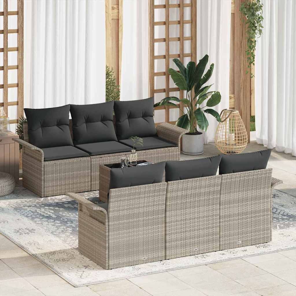 vidaXL Conjunto de sofás de jardín 7 uds. Gris Claro y Gris Oscuro