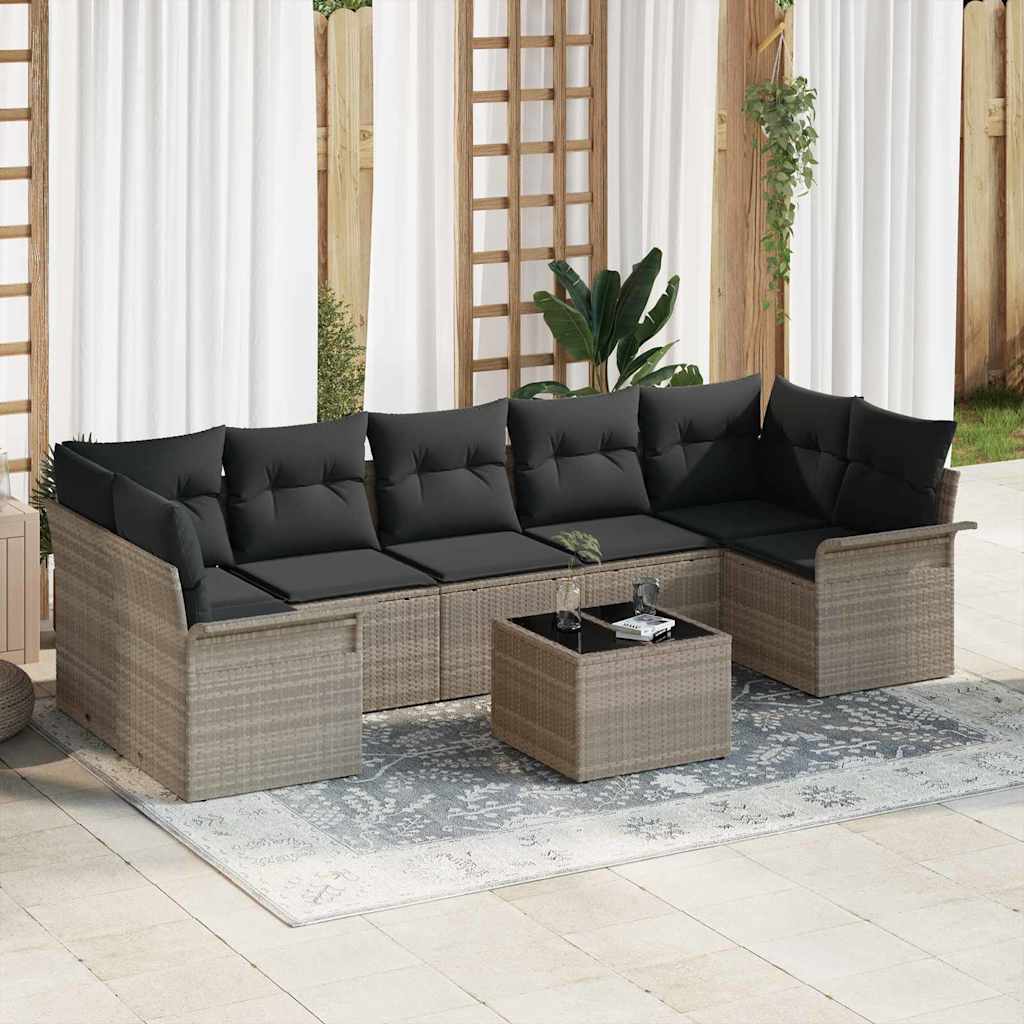 vidaXL Conjunto de sofá de jardín 8 uds. Gris Claro y Gris Oscuro