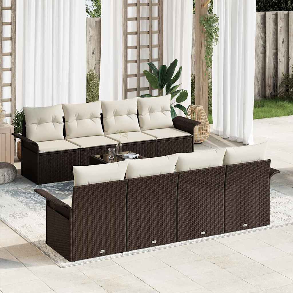 vidaXL Conjunto de sofá de jardín 9 uds. 8-Número de plazas