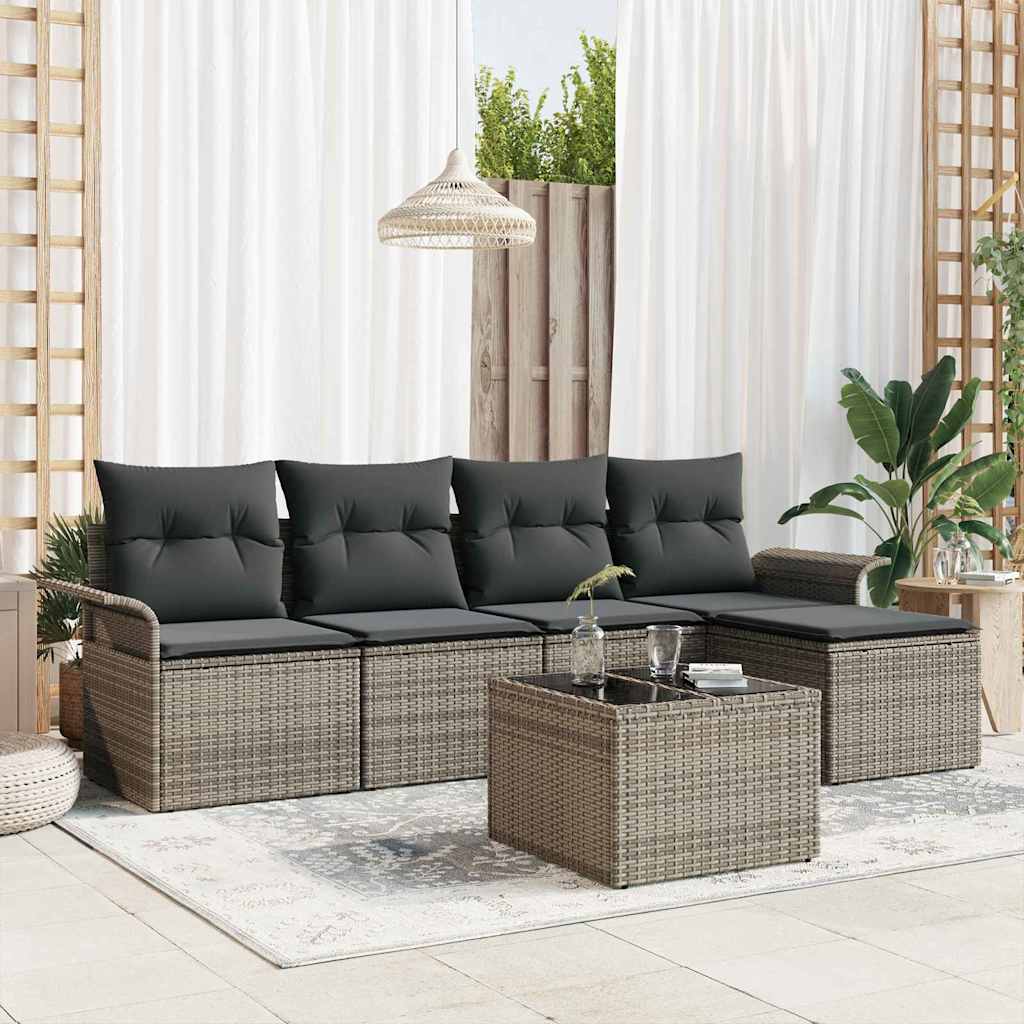 vidaXL Conjunto de sofá de jardín 6 uds. Gris ratán sintético