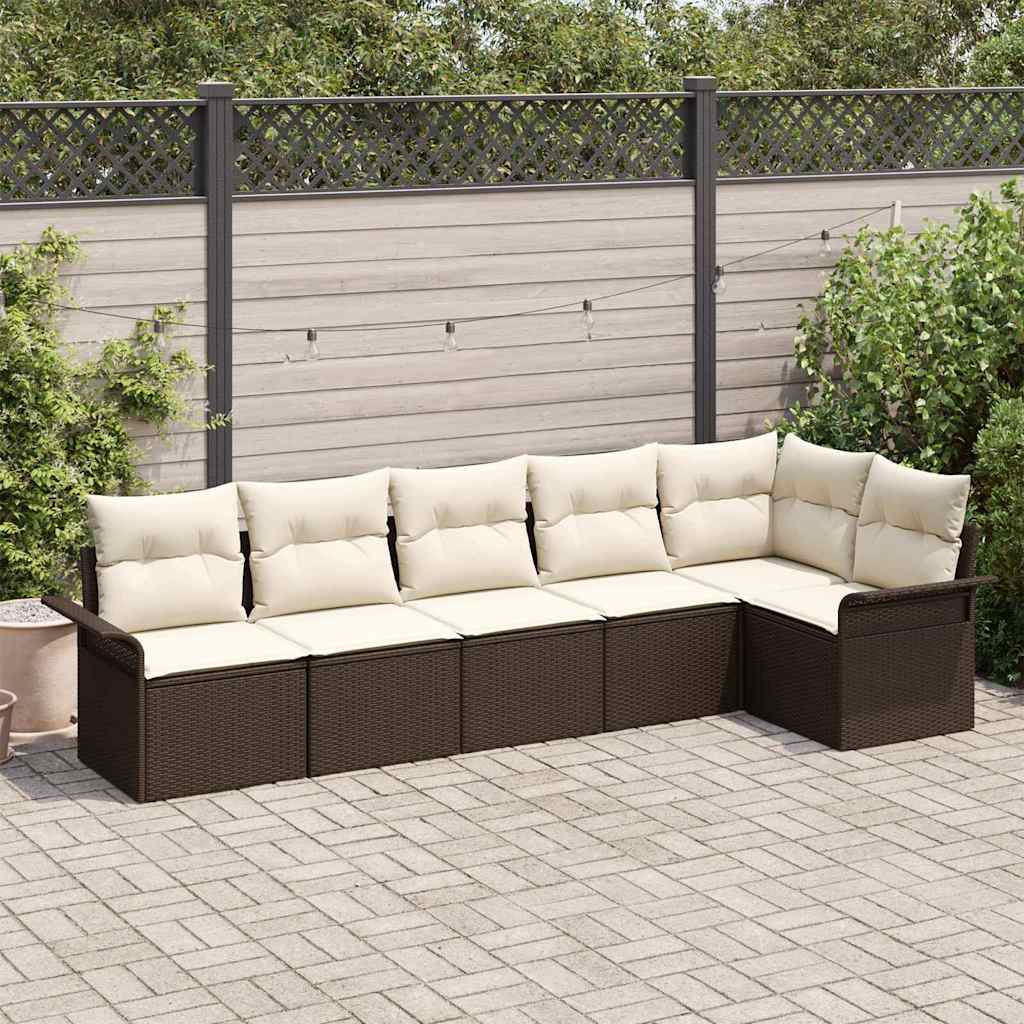 vidaXL Conjunto de sofá de jardín 6 uds. Marrón ratán sintético