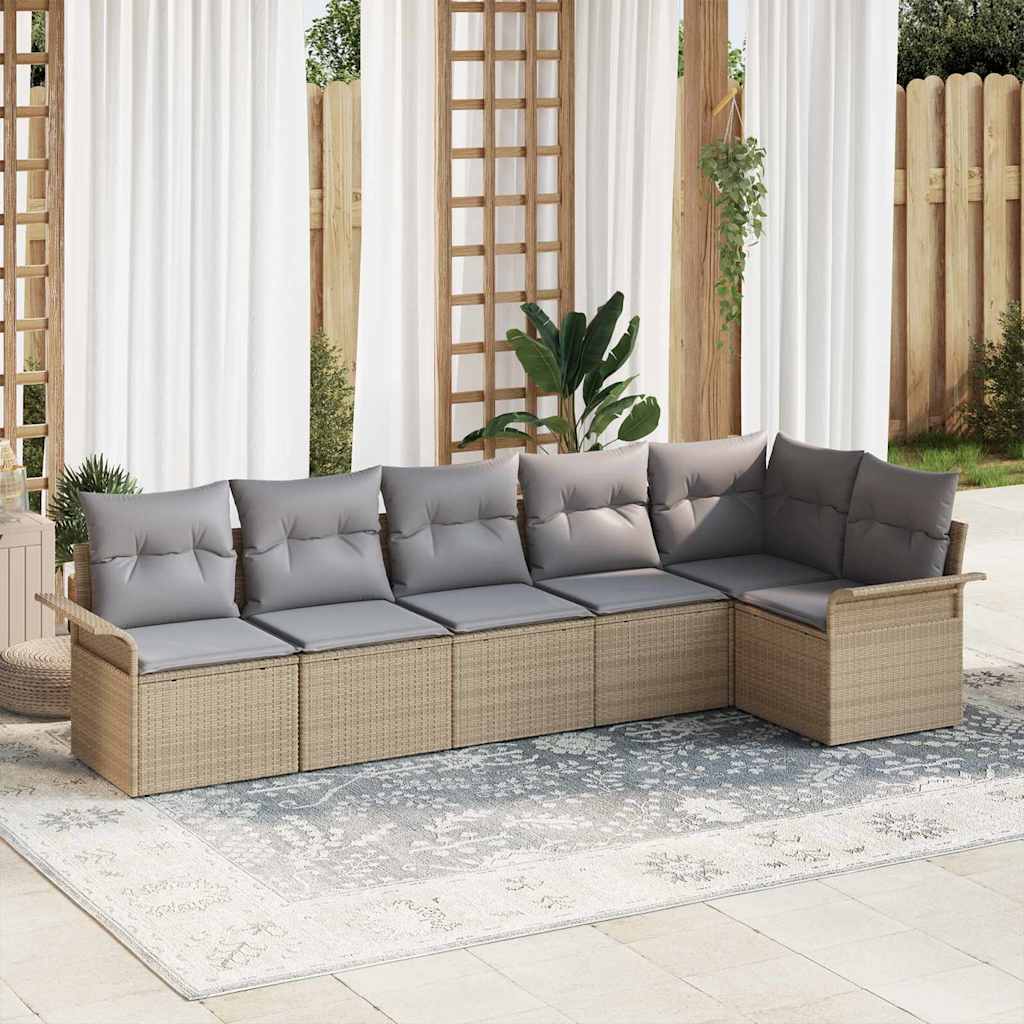vidaXL Conjunto de sofá de jardín 6 uds. Beige ratán sintético