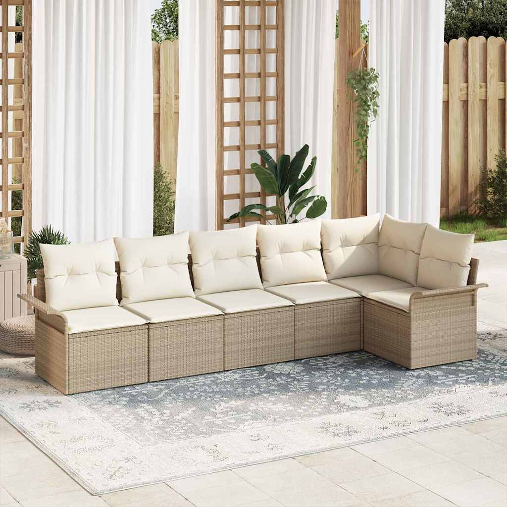 vidaXL Conjunto de sofá de jardín 6 uds. Beige ratán sintético