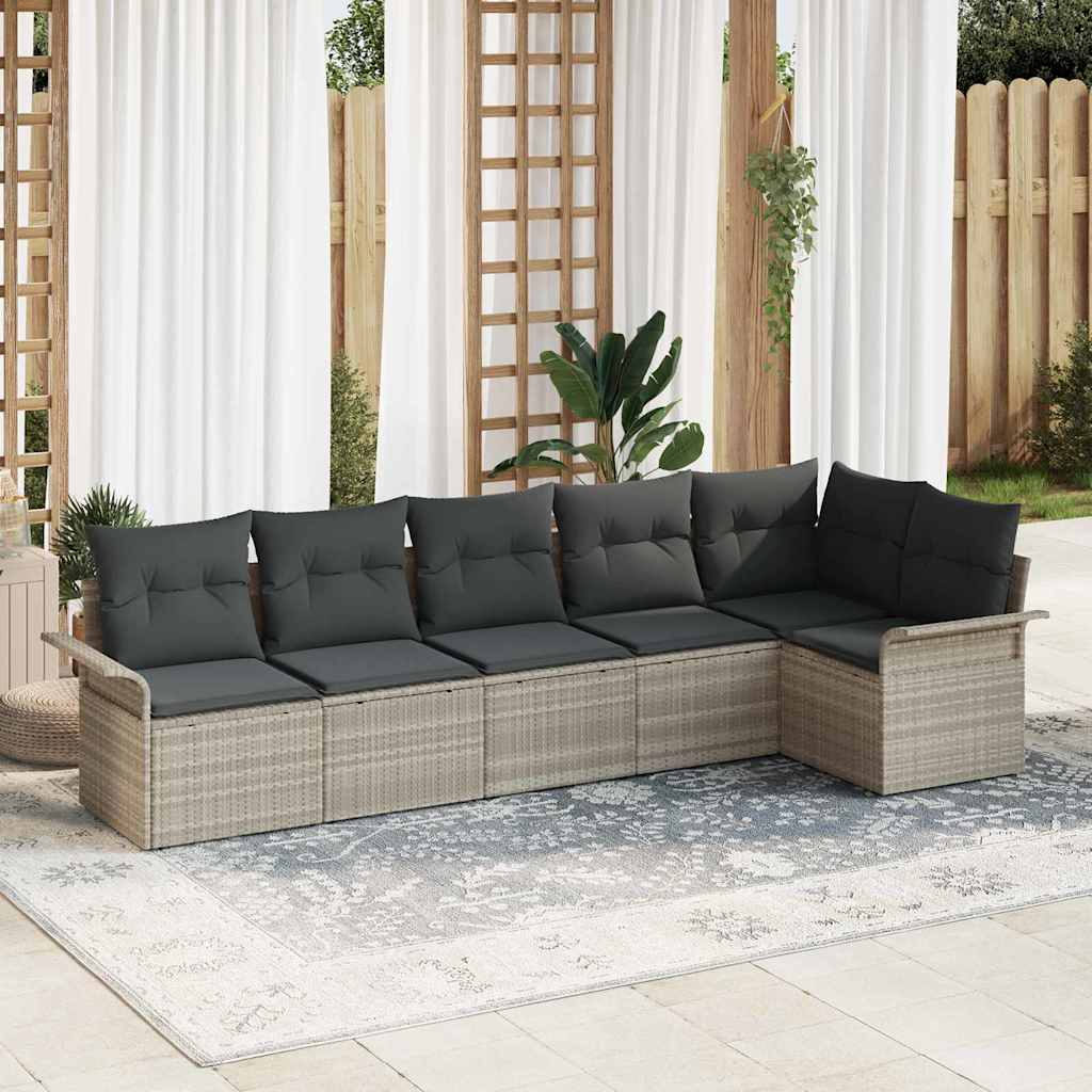 vidaXL Conjunto de sofá de jardín 6 uds. Gris claro ratán sintético