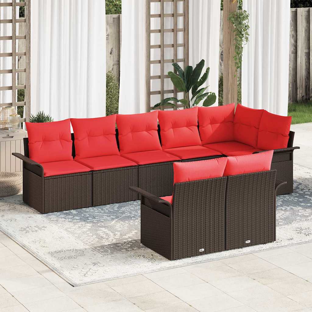vidaXL Conjunto de sofá de jardín 8 uds. Marrón ratán sintético