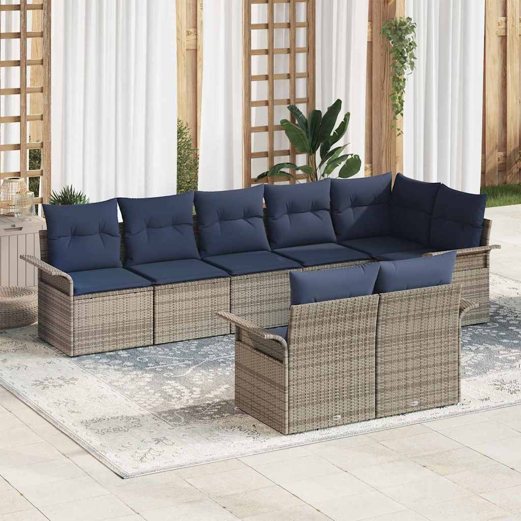 vidaXL Conjunto de sofá de jardín 8 uds. Gris ratán sintético