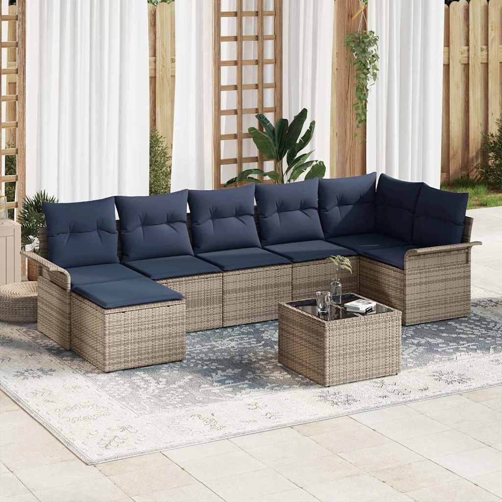 vidaXL Conjunto de sofá de jardín 8 uds. Gris ratán sintético