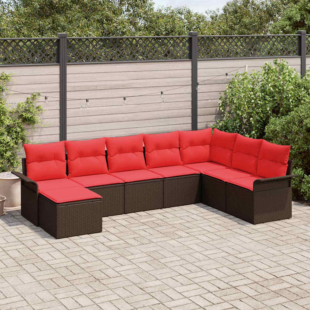 vidaXL Conjunto de sofá de jardín 8 uds. Beige Poliratán