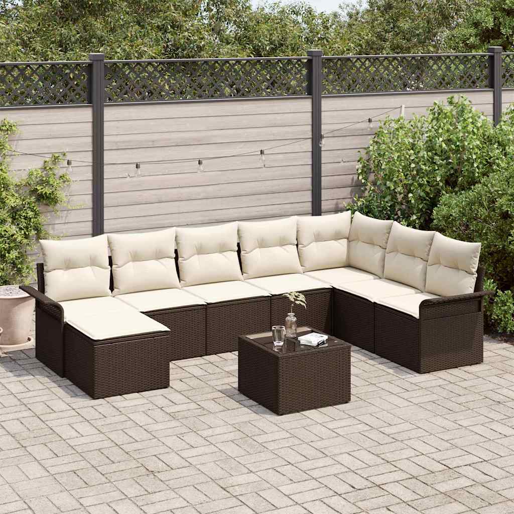 vidaXL Conjunto de sofá de jardín 9 uds. Gris Poliratán