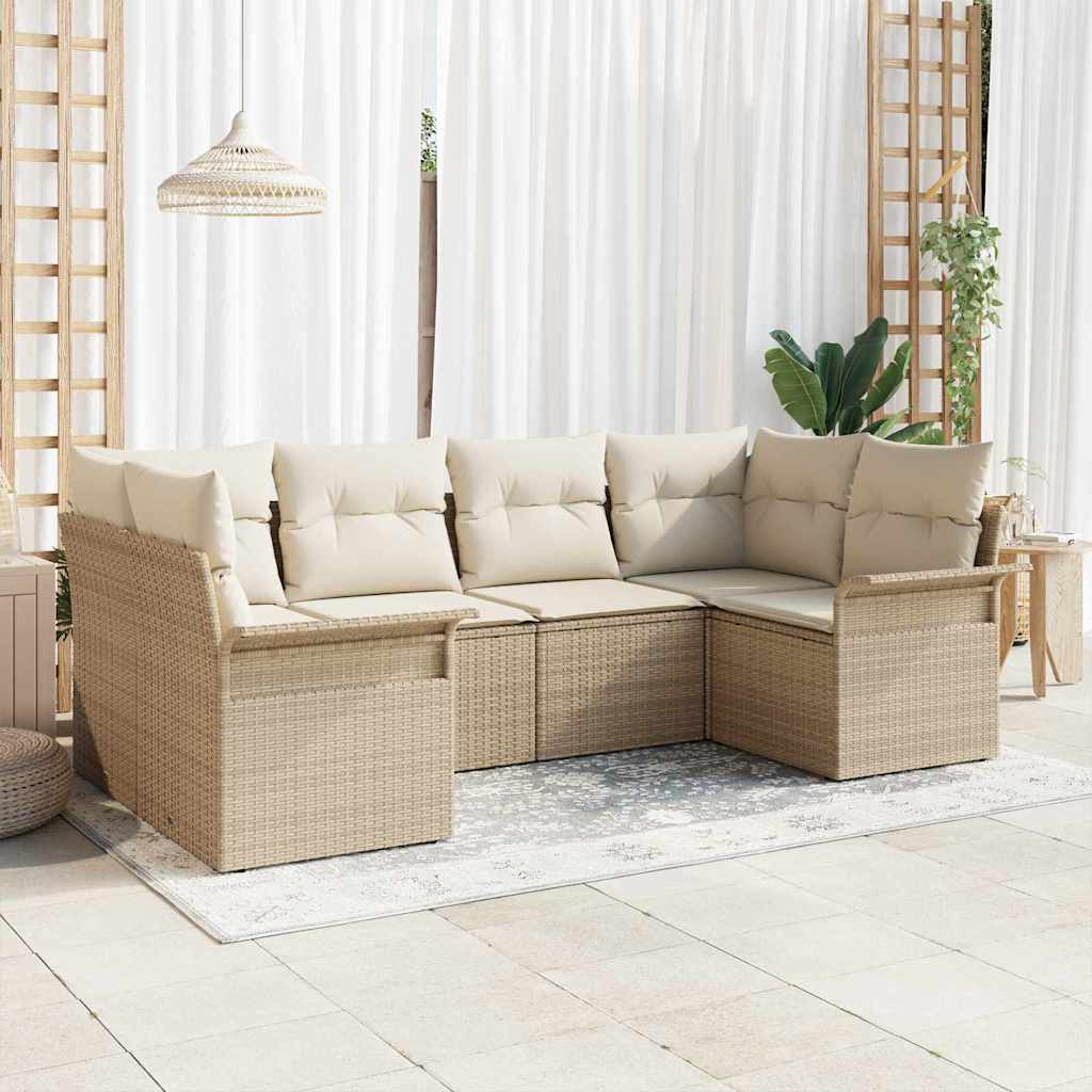 vidaXL Conjunto de sofá de jardín 6 uds. Beige Poliratán