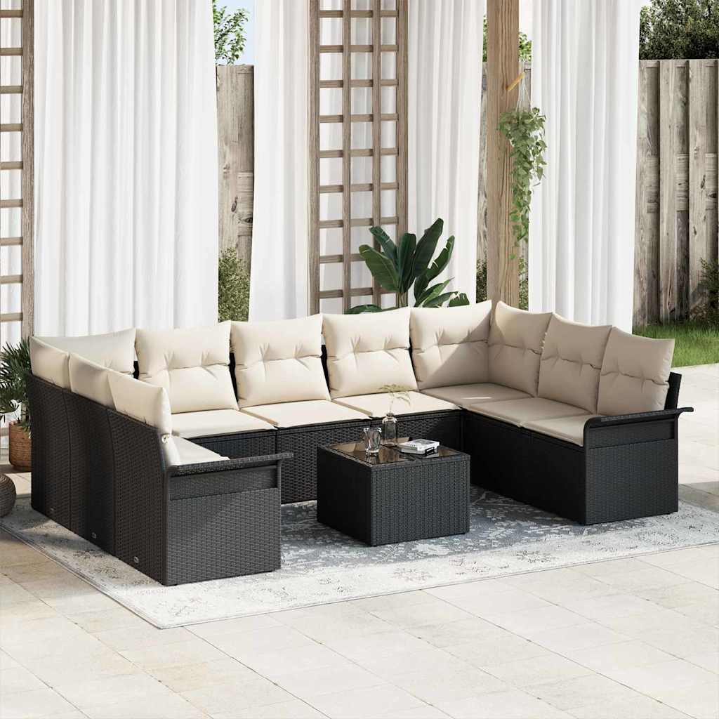 vidaXL Conjunto de sofá de jardín 10 uds. Marrón ratán sintético