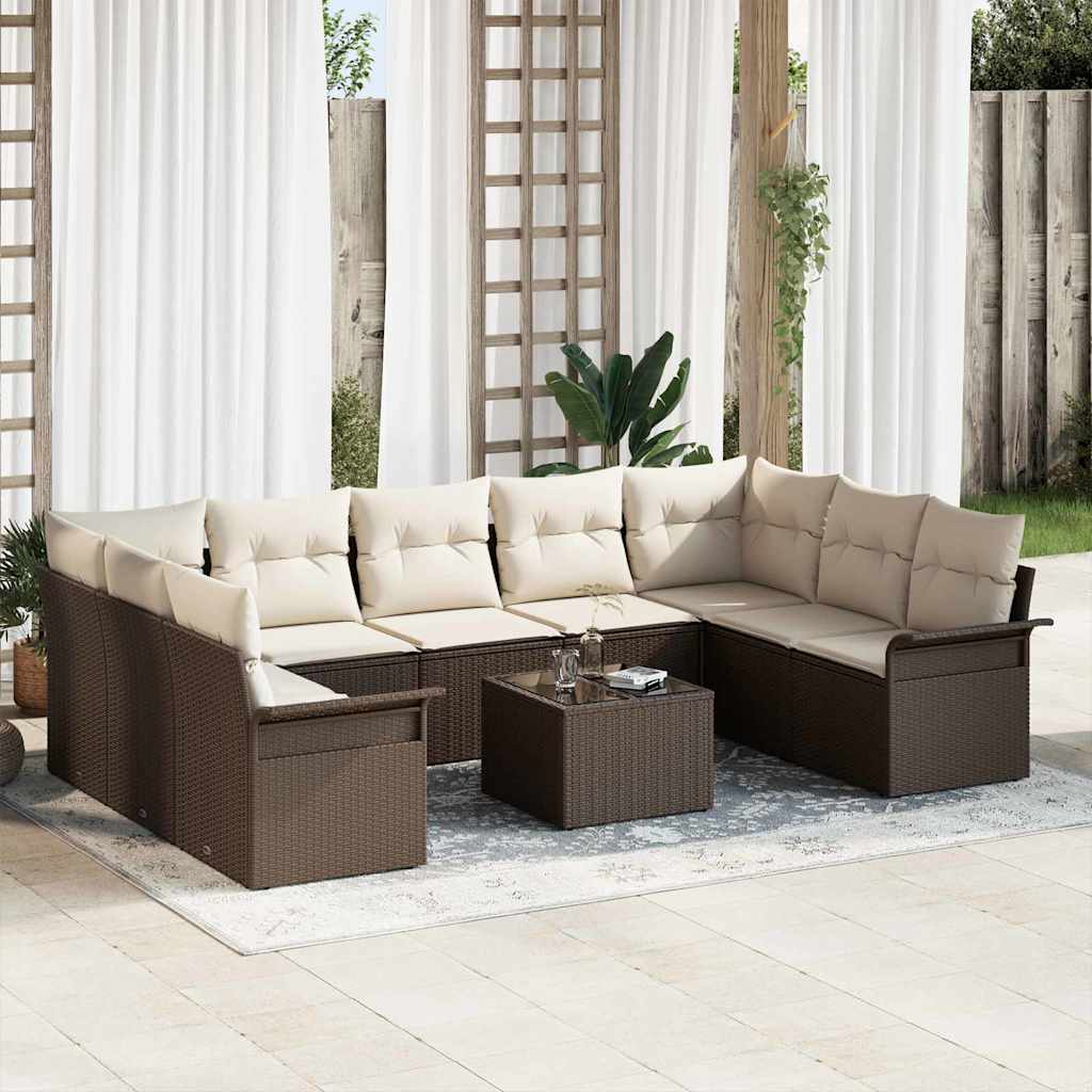 vidaXL Conjunto de sofá de jardín 10 uds. Gris ratán sintético