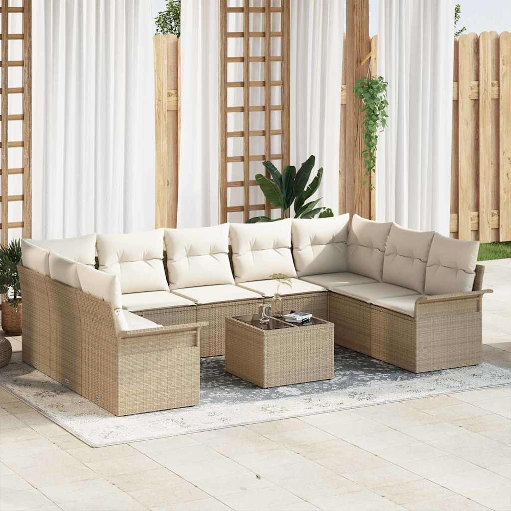 vidaXL Conjunto de sofá de jardín 10 uds. Marrón ratán sintético