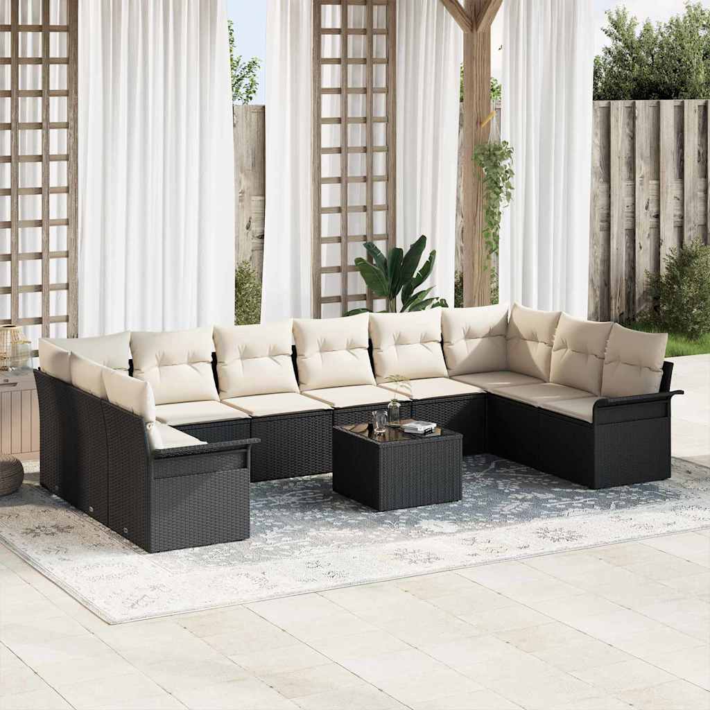 vidaXL Conjunto de sofá de jardín 11 uds. Marrón ratán sintético