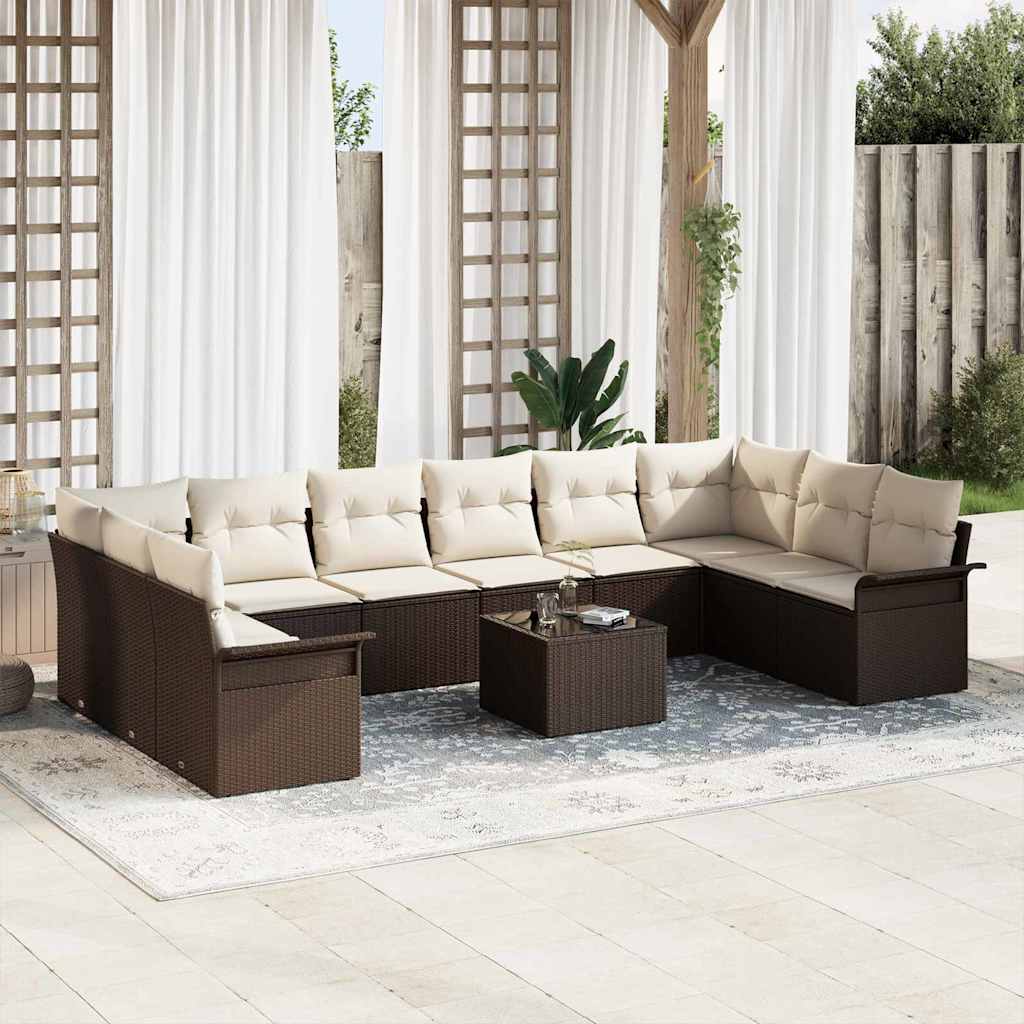 vidaXL Conjunto de sofá de jardín 11 uds. Gris ratán sintético