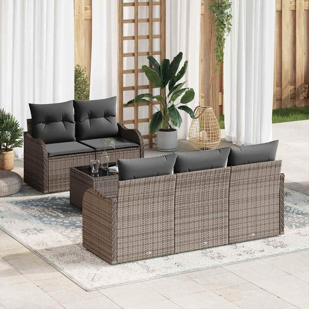 vidaXL Conjunto de sofá de jardín 6 uds. 5-Número de plazas Gris