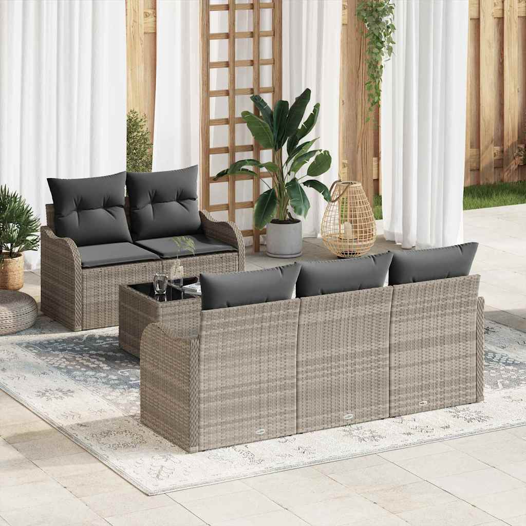 vidaXL Conjunto de sofá de jardín 6 uds. 5-Número de plazas