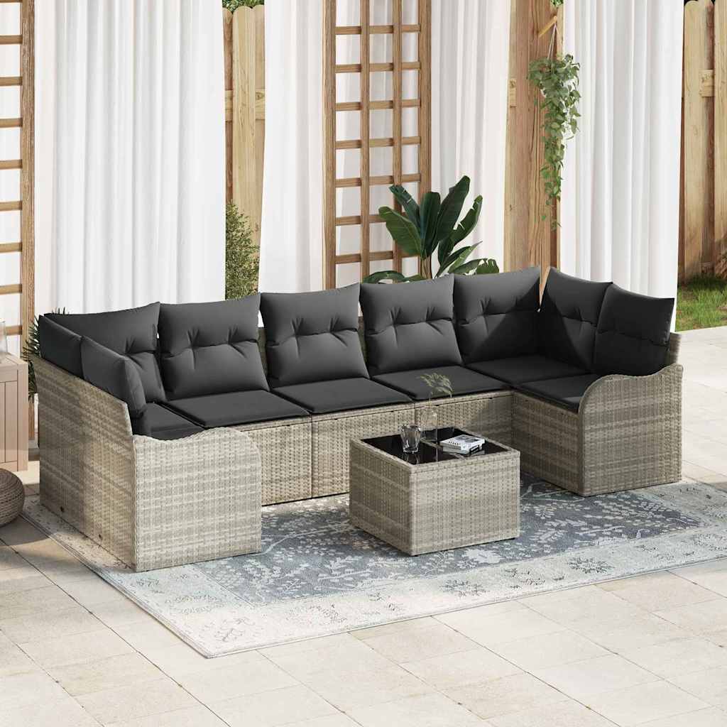 vidaXL Conjunto de sofá de jardín 8 uds. 7-Número de plazas