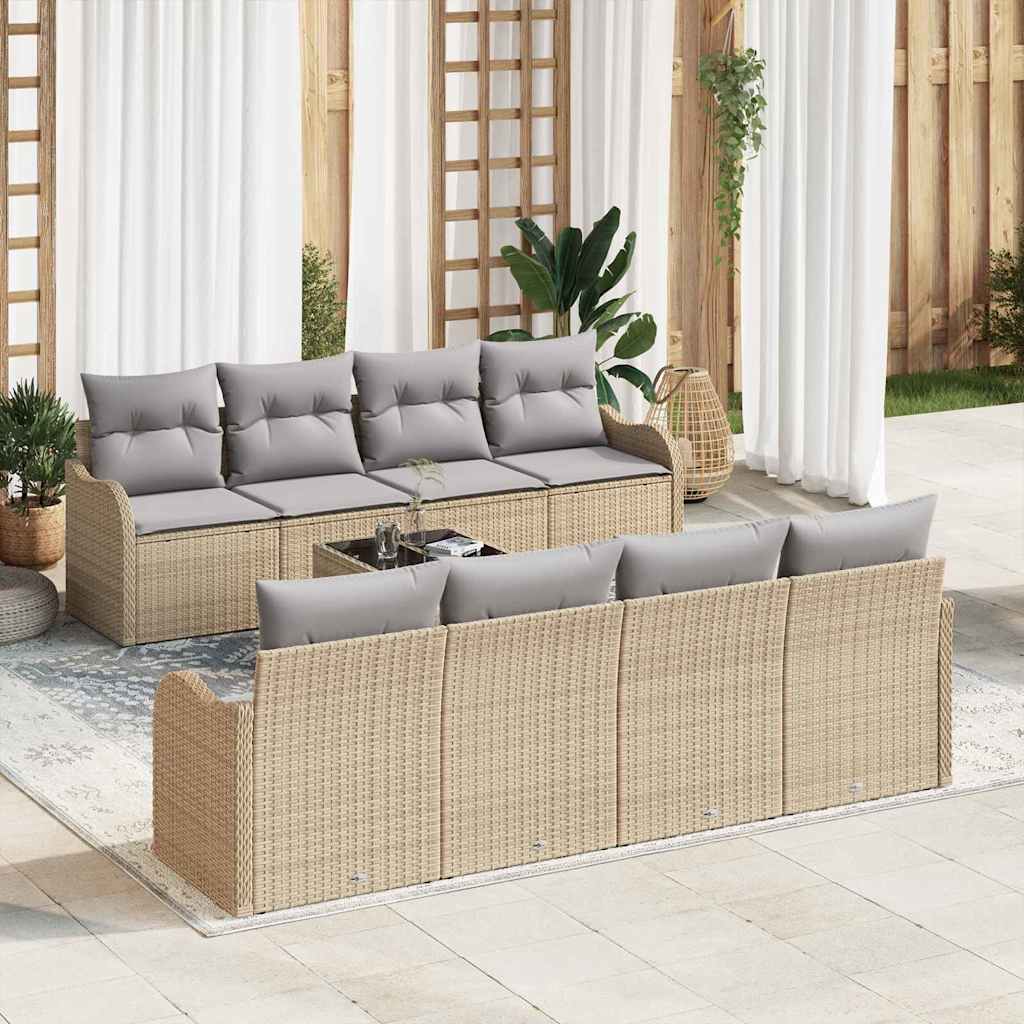 vidaXL Conjunto de sofá de jardín 9 uds. 8-Número de plazas