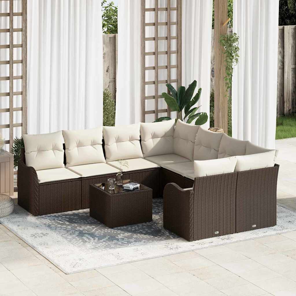 vidaXL Conjunto de sofá de jardín 9 uds. 8-Número de plazas
