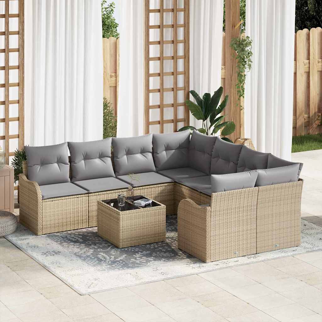 vidaXL Conjunto de sofá de jardín 9 uds. 8-Número de plazas