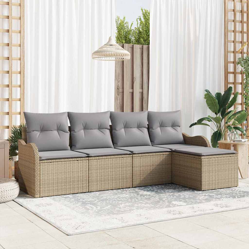 vidaXL Conjunto de sofá de jardín 5 uds. Beige y Gris Claro
