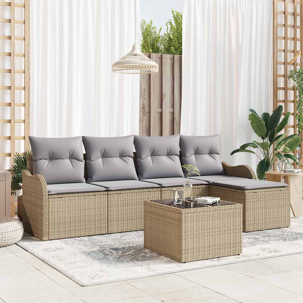 vidaXL Conjunto de sofá de jardín 6 uds. Beige y Gris Claro
