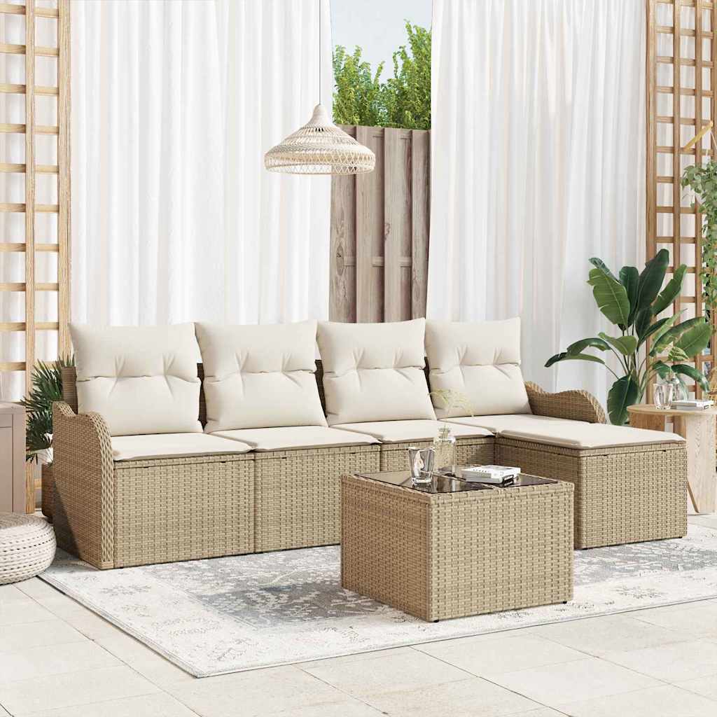 vidaXL Conjunto de sofá de jardín 6 uds. Beige y Blanco