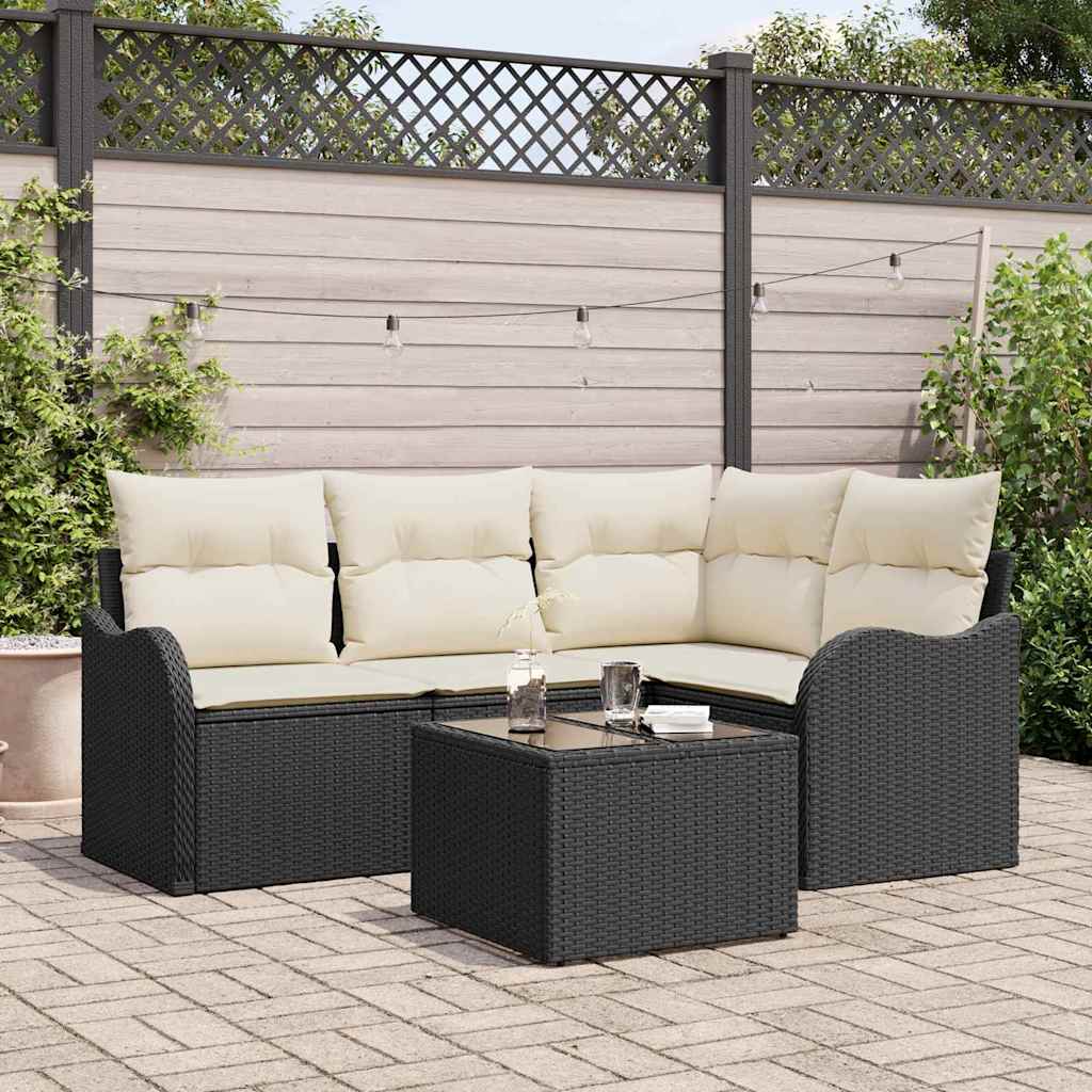vidaXL Conjunto de sofá de jardín 5 uds. Marrón ratán sintético
